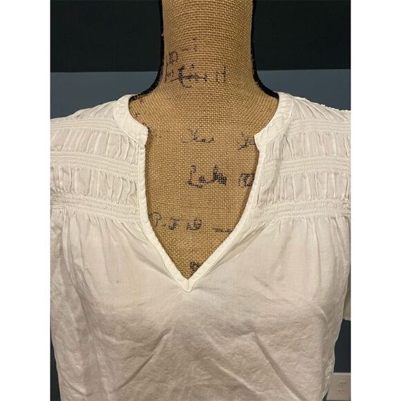 GAP Women's White Flowy Short Sleeve V-Neck Blouse Size S - Picture 2 of 11